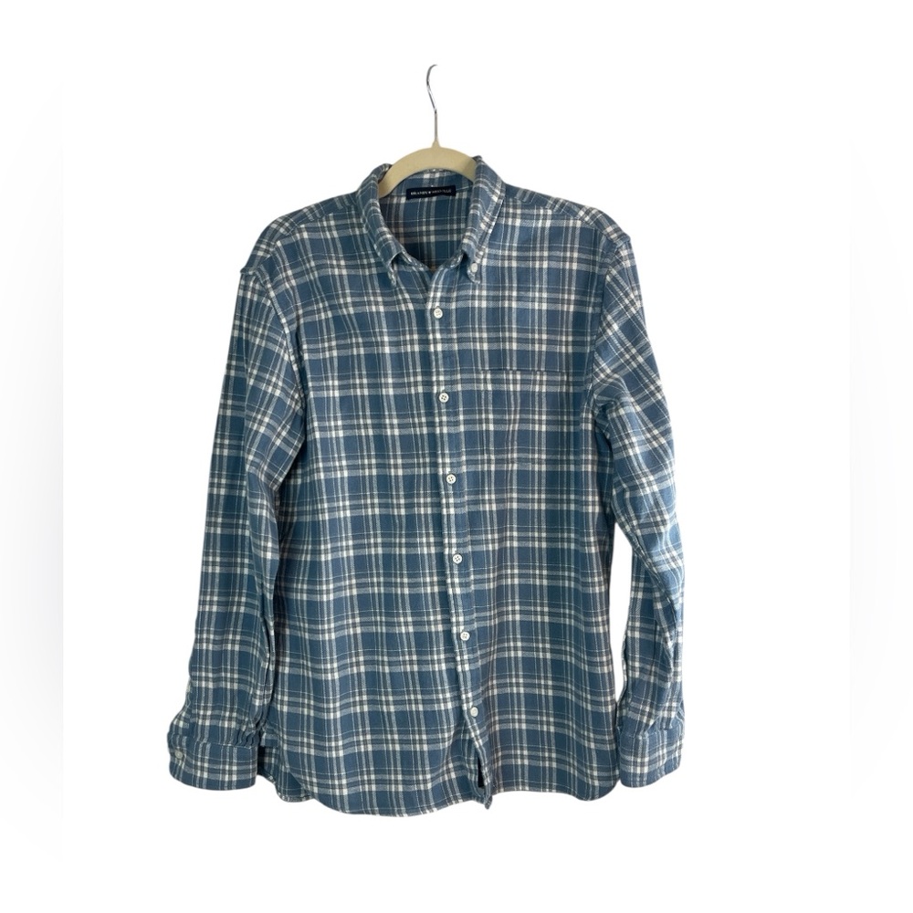 Brandy Melville blue gray plaid cotton oversized flannel‎ shirt one size cozy